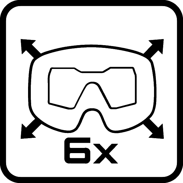 Panoramaxx предлагает в 6,3 раз больший обзор в сравнении со стандартной маской. С помощью настроек оголовья можно приблизить кассету ближе к глазам, чем и настраивается угол обзора.